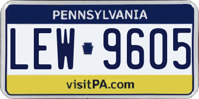 PA license plate LEW9605