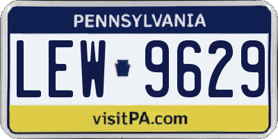 PA license plate LEW9629