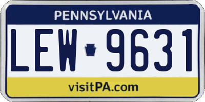 PA license plate LEW9631