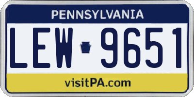 PA license plate LEW9651