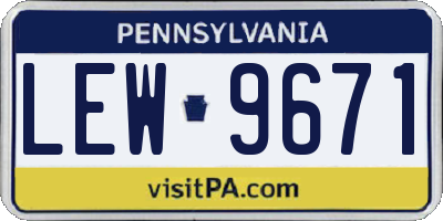 PA license plate LEW9671