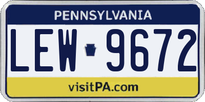 PA license plate LEW9672