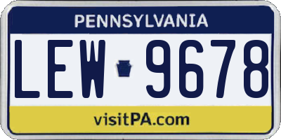PA license plate LEW9678
