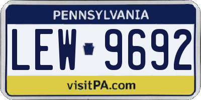 PA license plate LEW9692