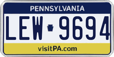 PA license plate LEW9694