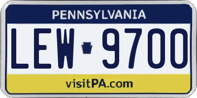 PA license plate LEW9700