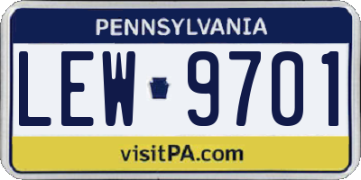 PA license plate LEW9701