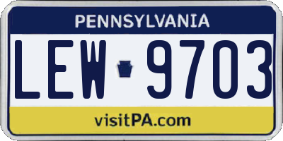 PA license plate LEW9703