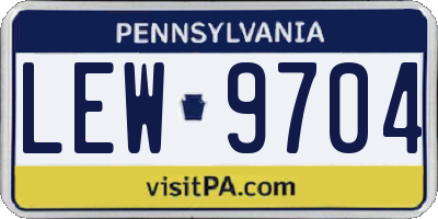 PA license plate LEW9704