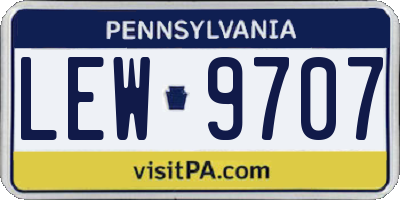 PA license plate LEW9707