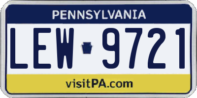 PA license plate LEW9721