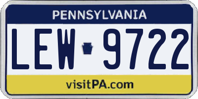 PA license plate LEW9722