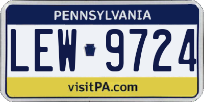 PA license plate LEW9724