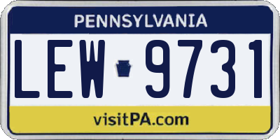 PA license plate LEW9731