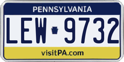 PA license plate LEW9732