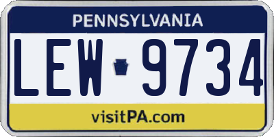 PA license plate LEW9734