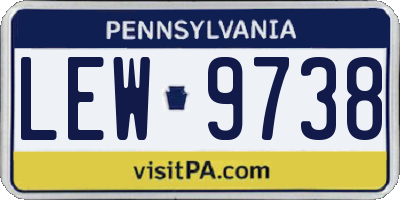 PA license plate LEW9738
