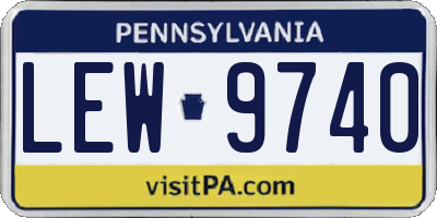 PA license plate LEW9740
