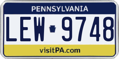 PA license plate LEW9748