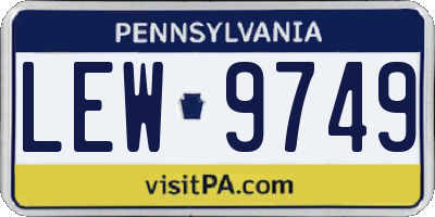 PA license plate LEW9749