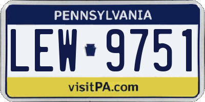 PA license plate LEW9751