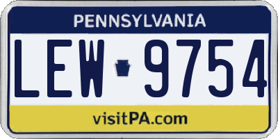 PA license plate LEW9754