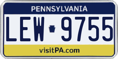 PA license plate LEW9755