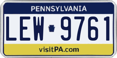 PA license plate LEW9761
