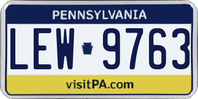PA license plate LEW9763