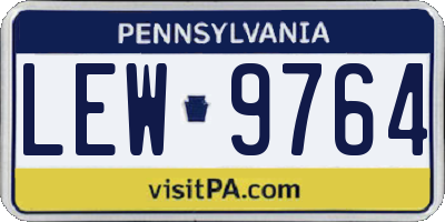 PA license plate LEW9764