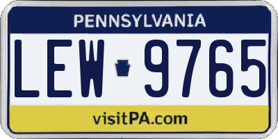 PA license plate LEW9765