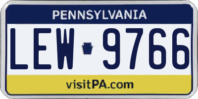 PA license plate LEW9766