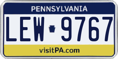 PA license plate LEW9767