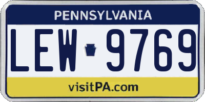 PA license plate LEW9769