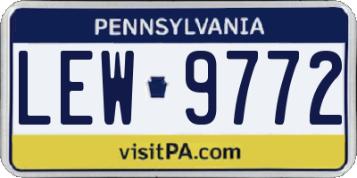 PA license plate LEW9772