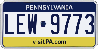 PA license plate LEW9773