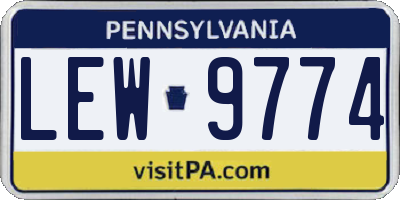 PA license plate LEW9774