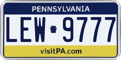 PA license plate LEW9777