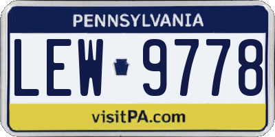 PA license plate LEW9778
