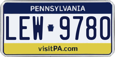 PA license plate LEW9780