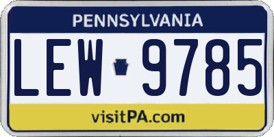 PA license plate LEW9785