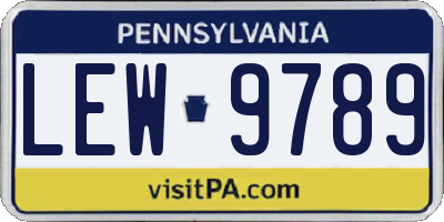 PA license plate LEW9789