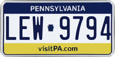 PA license plate LEW9794