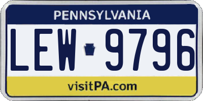PA license plate LEW9796