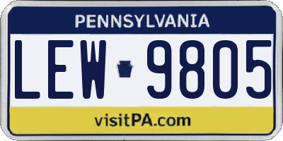 PA license plate LEW9805