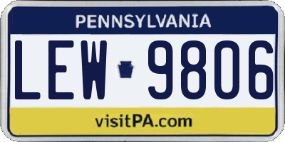 PA license plate LEW9806