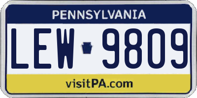 PA license plate LEW9809