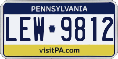 PA license plate LEW9812