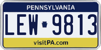 PA license plate LEW9813