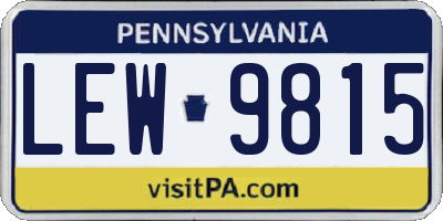 PA license plate LEW9815